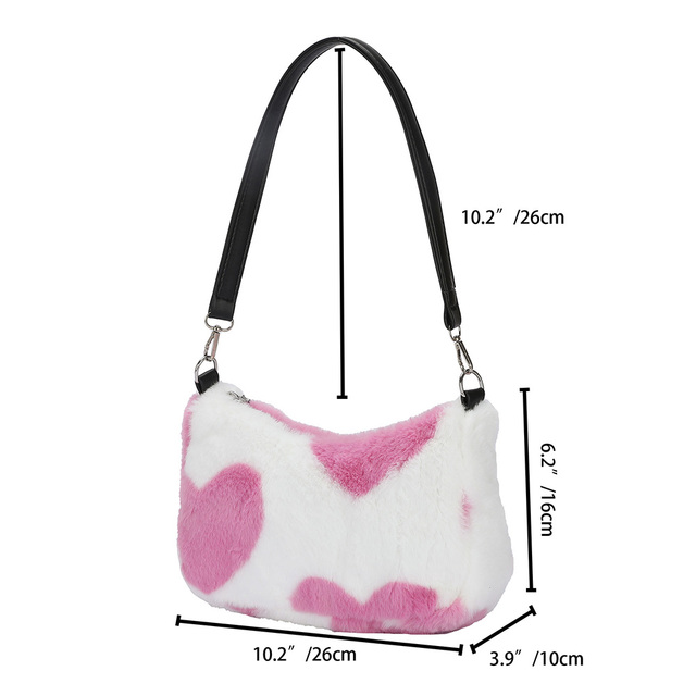 Women's Classic Plush Underarm Shoulder Bag Ladies Autumn Winter Large Capacity Tote Pouch For Shopping Decor