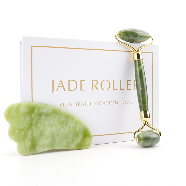 Natural Facial Massager Gua Sha Scraper Double Headed Jade Roller Jade Roller Skin Care Rose Quartz Face Massager Face Lifting Health Beauty Tools