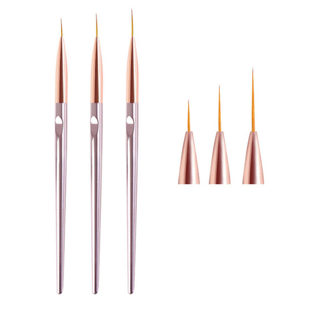 3pcs Nail Art Liner Brush Set Acrylic French Tape Tips Manicure Ultra-thin Line Drawing Pen UV Gel Brushes Painting Tools