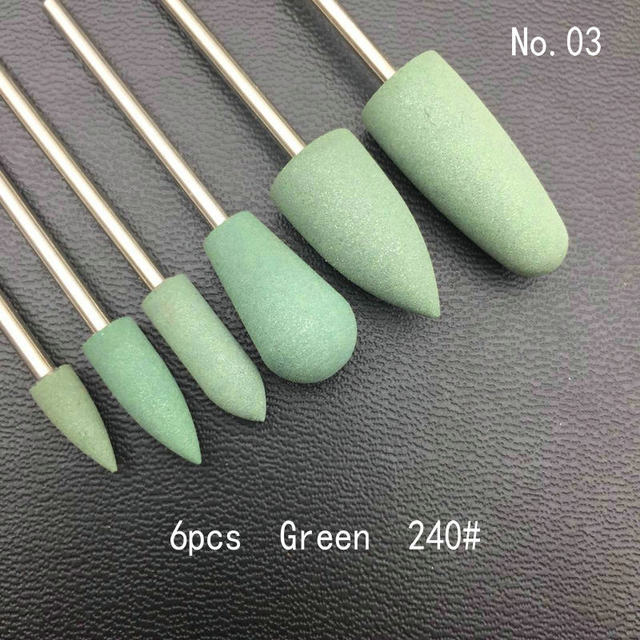 6pcs/set Rubber Silicon Nail Drill Grinding Cutter for Manicure Flexible Bit Polisher Machine Electric Nail File Art Tools