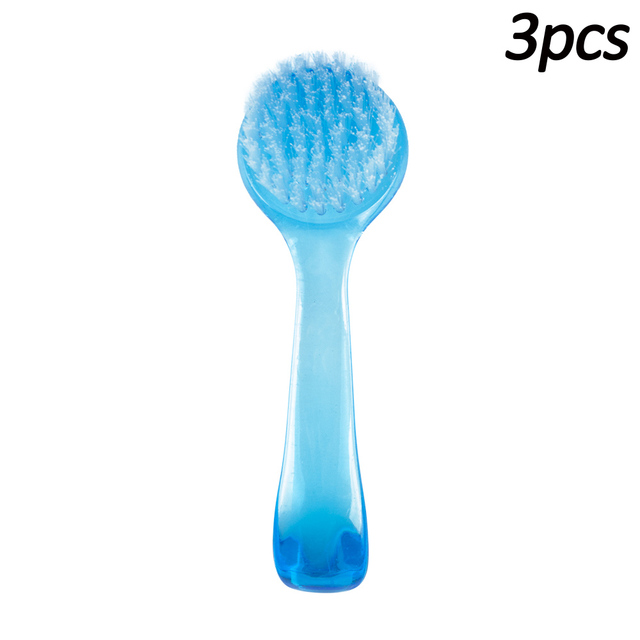 3Pcs Soft Plastic Nail Brush Dust Removal Make Up Washing Brushes Nail Art Dust Powder Round Head Clean Brush With Pedicure Cover