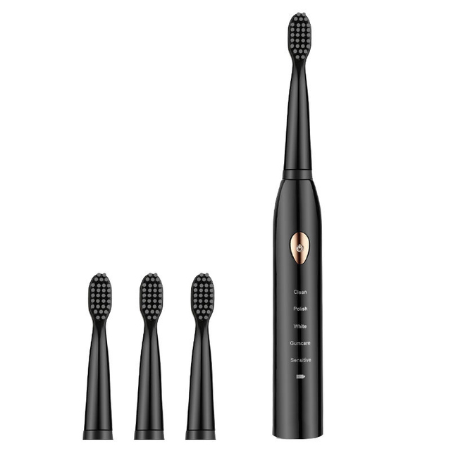 Modes Acoustic Vibration All-round Adult Timer Brush 5 Waterproof USB Charger Rechargeable Tooth Brushes Replacement Heads Set