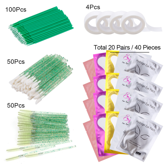 Eyelash Extension Kit Practice Eye Patches Pad Adhesive Eyelash Brushes Spoolie Mascara Applicator Grafting Eyelash Tools