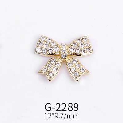 Nail Art Jewelry Net Red Nail Art Real Gold Zircon Bow Jewelry Micro-inlaid Nail Diamond Decoration G-2287 Nail Art Decorations