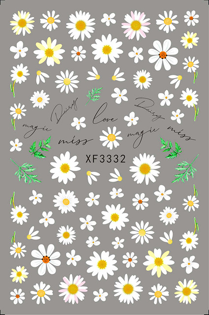 Elegant Daisy Autumn Leaves Nails Art Manicure Back Glue Sticker Decorations Design Nail Sticker Beauty Nails