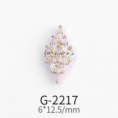 Nail Art Accessories Real Gold Micro Inlaid Zircon Nail Diamond Pentagram Cat's Eye Crane Nail Art Decoration G-2215