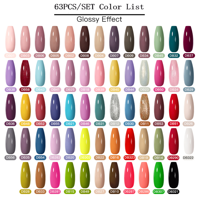 Mtssii 25/60pcs Color Gel Nail Polish Set Glitter Sequins Gel Soak Off UV Gel Semi Permanent Base and Top Coat Nail Art Gel Kits