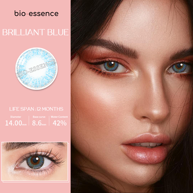 Bio-essence 2022 New 1 Pair Eye Color Contact Lenses Natural Brown Lenses Beauty Fashion Blue Green Green Eye Contact Lenses