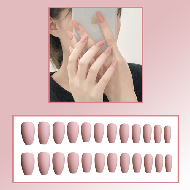 European and American wear nail frosted nail short nail and long nail patch solid color fashion trapezoid nail product