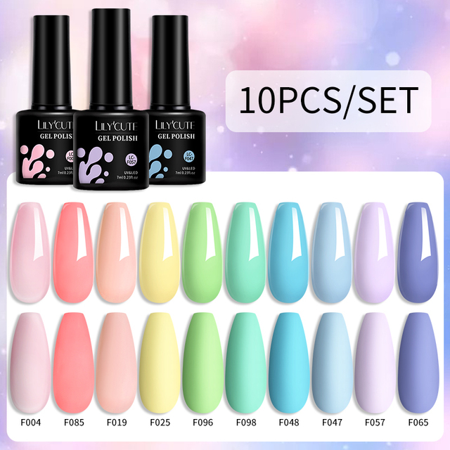 LILYCUTE 10pcs/set Fluorescent Gel Nail Polish Kit Neon Semi-Permanent Soak Off UV Led Gel Varnish Manicure For Nails Art Gel