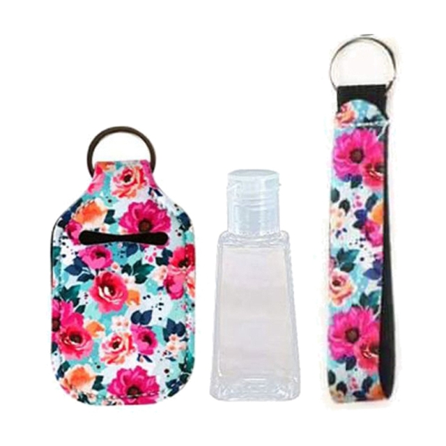 Portable 1oz Refillable Empty Travel Bottles With Keychain Holder Wristlet Set Keychain Bottle Container With Flip Caps