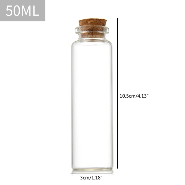 D2TA Small Glass Bottles Jars with Wood Corks Stoppers Small Glass Jars Wishing Bottles Message Bottle for Halo Wedding Gifts