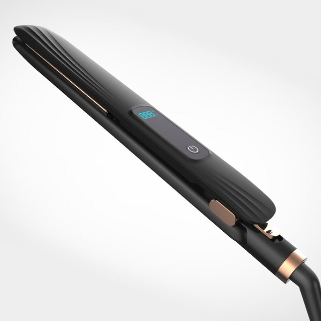 Hot Electric Hair Curler 2 in 1 Hair Crimper Straightener Wafer Curling Iron Wand LCD Display Temperature Adjust Gift Recommend