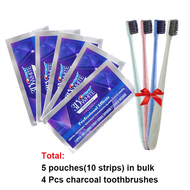 3D White Teeth Whitening Strips Professional Effects White Teeth Soft Bristles Charcoal Toothbrush Teeth Whitening Whitestrips