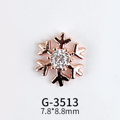 New Nail Art Real Gold Snowflake Zircon Ornaments Exquisite Snowflake Zircon Christmas Style Snowflake Pendant G-3511