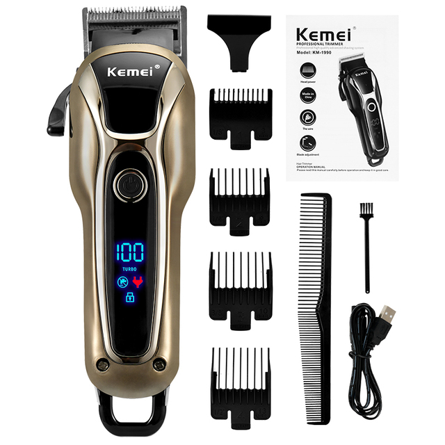 Professional Barber Hair Clipper Rechargeable Electric Finish Cutting Machine Beard Trimmer Cordless Shaver Corded