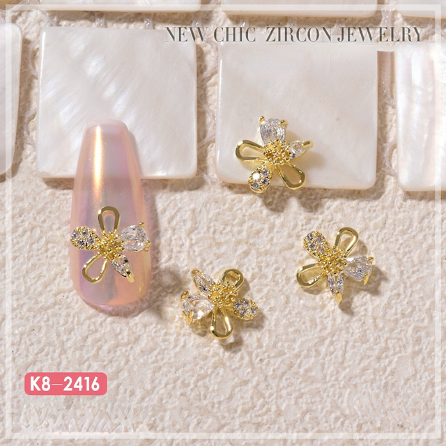 Nail Art Zircon Jewelry Bowknot Pearl Accessories Explosive Flower Color Preserved Decorative Diamond Nail