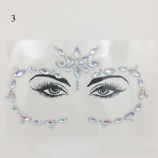 3D Sexy Face Tattoo Stickers Face Decoration Temporary Tattoo Glitter Fake Tattoo Rhinestones for Woman Party Face Jewelry Tattoo