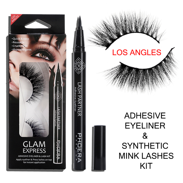 9D False Eyelashes Set Imitation Mink Hair Self Adhesive Eyeliner Pen Waterproof Reusable Makeup Cosmetic Tools TSLM1