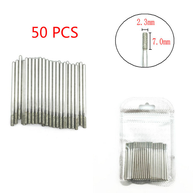 50pcs/set Nail Drill Bit Set Cutter Dental Diamond Grinding Polish Burs Dental Lab Polisher 2.35mm Shank Nail Tools