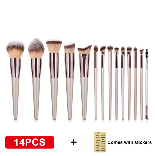 Hot Champagne Makeup Brushes Set for Cosmetics Foundation Powder Blush Eyeshadow Kabuki Blending Face Beauty Makeup Tool