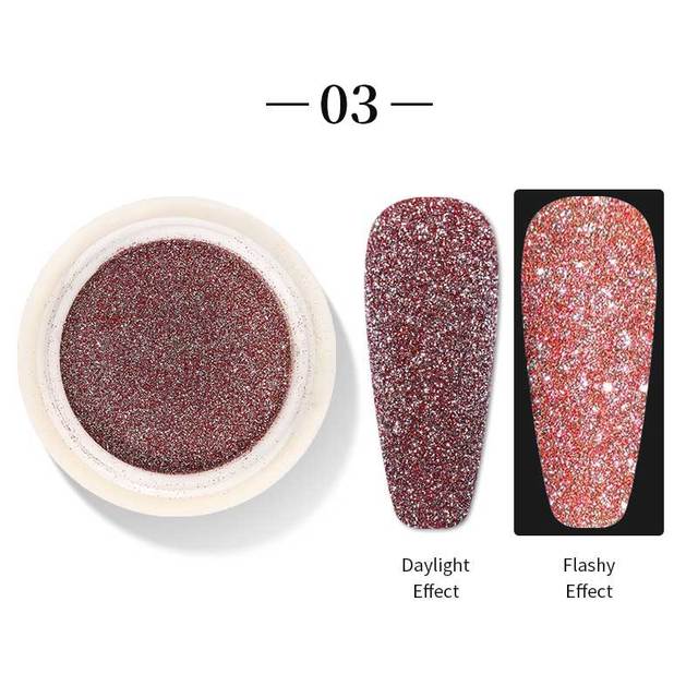 Born Pretty Reflective Glitter Powder Sea Salt Nail Powder Shining Nail Glitter Chrome Pigment Dust Hollow Powder Nail Decoration