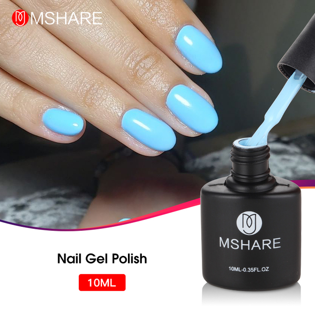 MSHARE Dark Blue Nail Gel Polish Lacquer Base Top Coat Soak Off Uv Led Healing Gel With Dryer Nail 10ml in Plastic Bottle