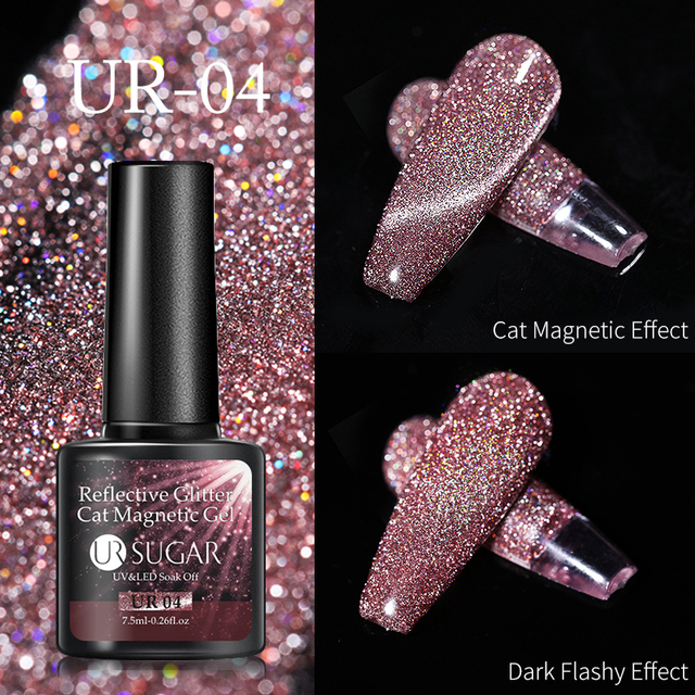 UR SUGAR 7.5ml Disco Reflective Cat Magnetic Gel Nail Polish Auroras Iridescent Glitter Sequins Soak Off Nails Art UV Varnish