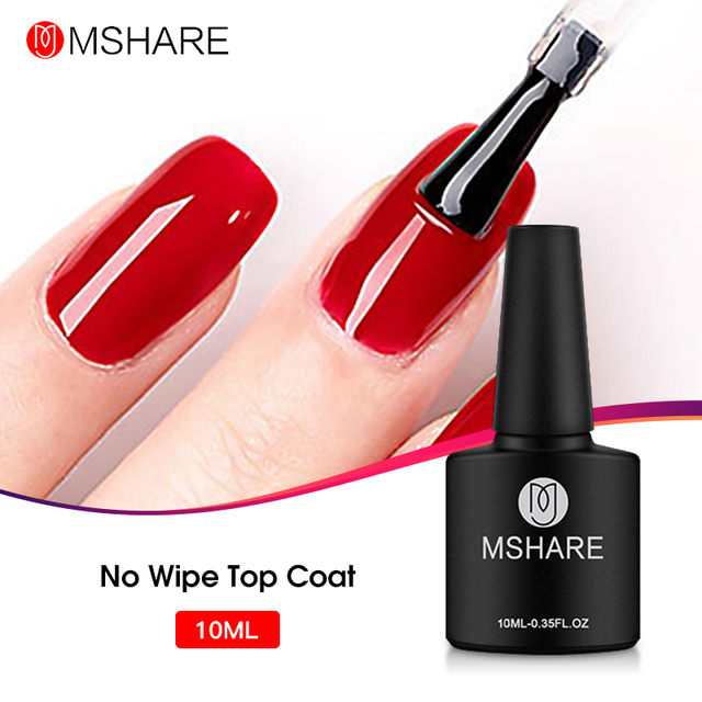 Mshare Easy UV Peel Off Base Coat Gel Long Wear Manicure Nail Polish Nail Art No Wipe Top Coat Lacquer Enamel Semi Permanent