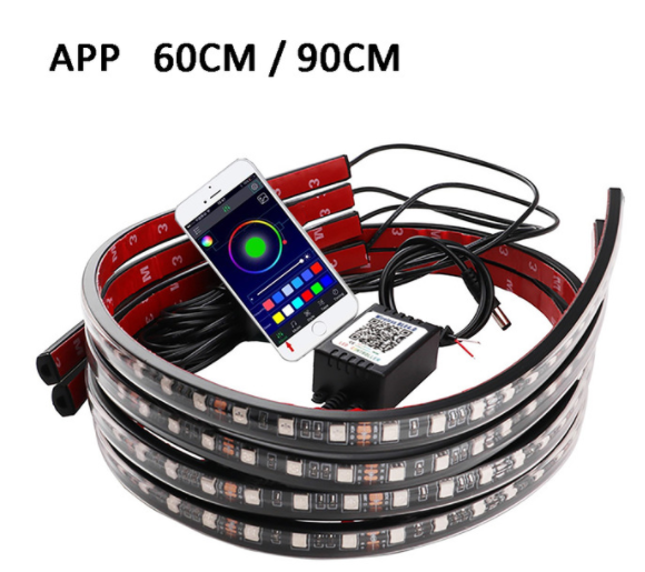 Car Light Under Glow Flexible Strip LED Underbody Lights Remote/APP Control Car Led Neon Light RGB Decorative Atmosphere Lamp