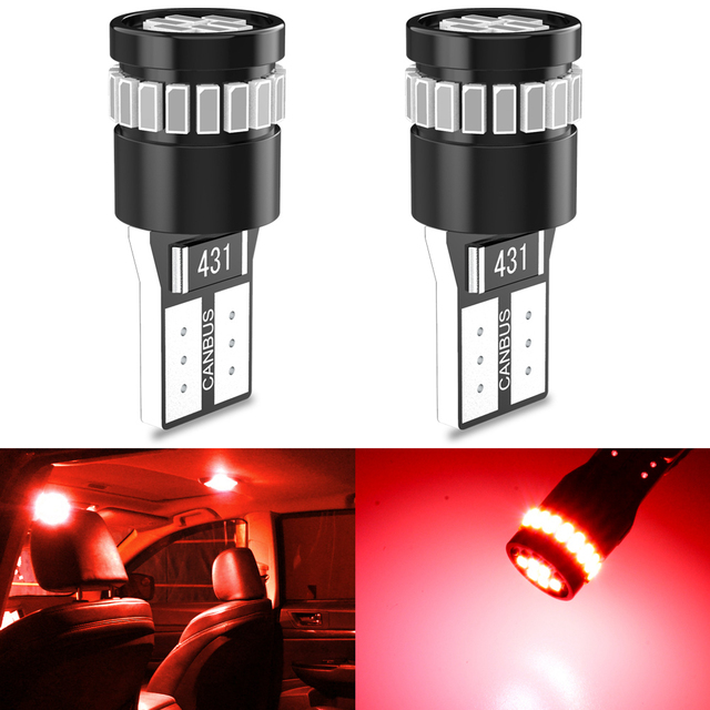 Canbus W5W T10 LED Car Light, Interior Light, Dome Light, White Light, Red, Orange, Blue, 4pcs, 12V