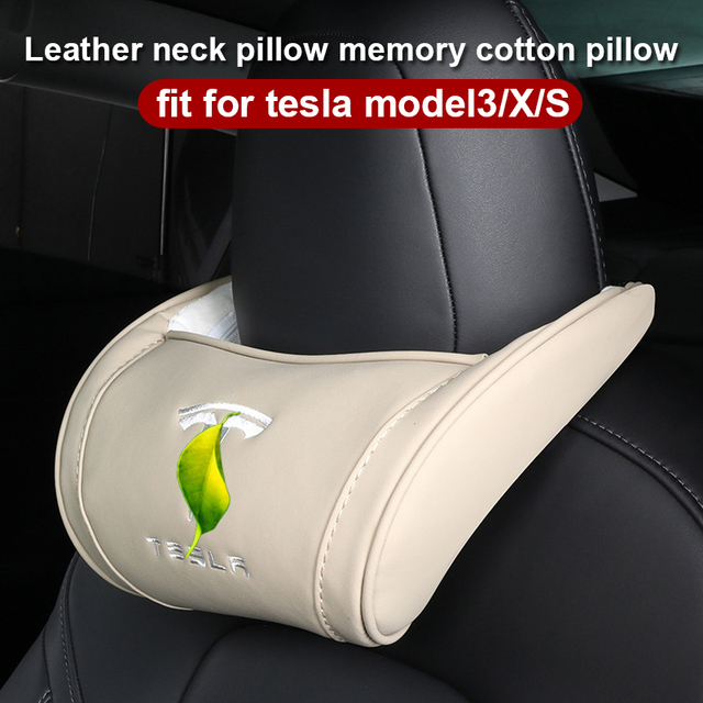 For Tesla Model 3S X 2022 Car Seat Headrest Neck Seat Cushion PU Leather Head Support Headrest Head Cushion For Tesla Model 3