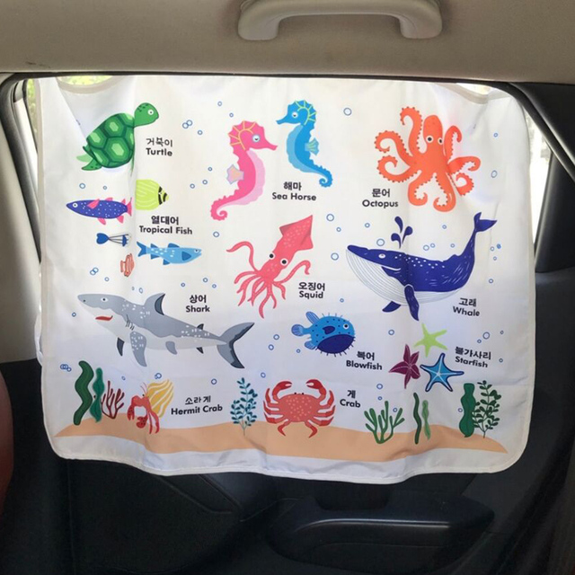 Cartoon Car Side Window Solarium Kids Early Learning Animal and Fruit Pattern Child Cognitive Windshield Sunshade Window Cover