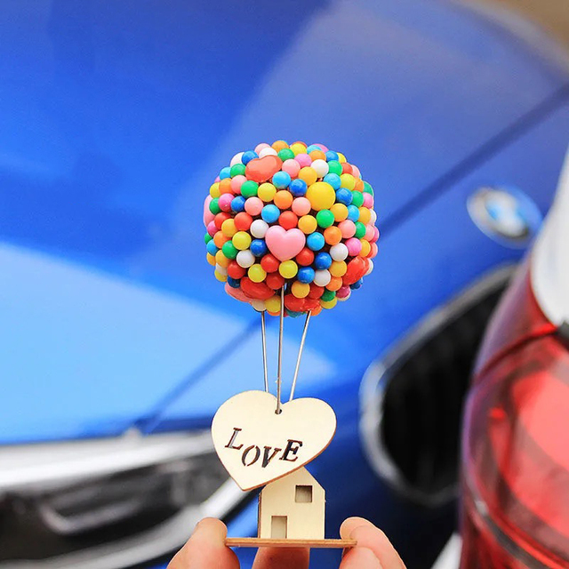 Flying House Balloon Car Decoration Center Console Interior Decor Home Party Desktop Ornaments Birthday Cake Decoration