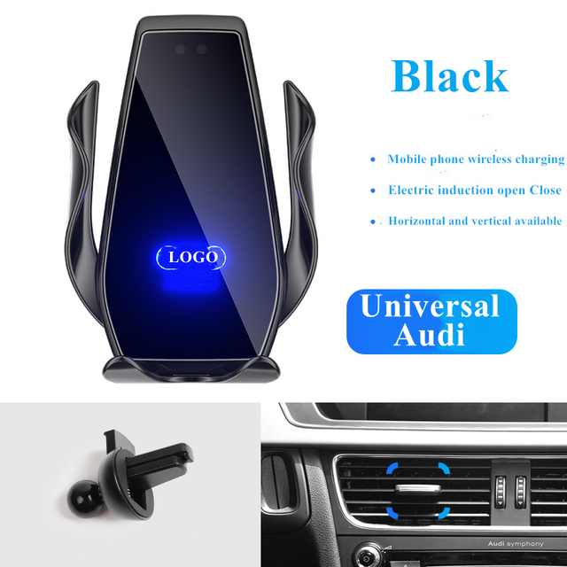 For Audi Q5 2010-2018 Car Cell Phone Holder Air Vent Wireless Charger 360 Rotating Navigation Bracket Support GPS With Logo