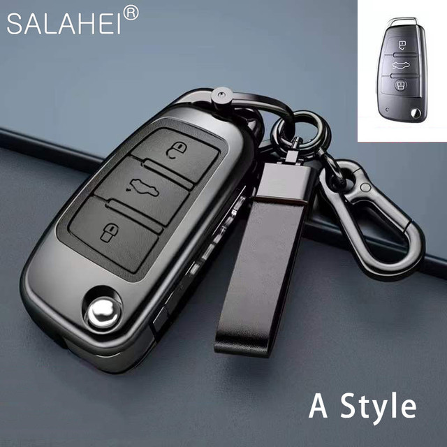 New Fashion Zinc Alloy and Leather Car Key Case Cover for Audi A3 A4 A5 C5 C6 8L 8P B6 B7 B8 C6 RS3 RS6 Q3 Q7 TT 8L 8V S6 S4 S3