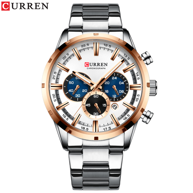 CURREN New Fashion Watches With Stainless Steel Luxury Brand Sport Chronograph Quartz Watch Men Relogio Masculino