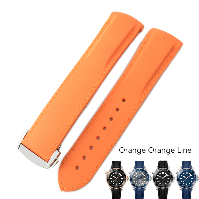 18mm 19mm 20mm 21mm 22mm rubber silicone watches bands for Omega 300 speedmaster strap brand watchband blue black orange