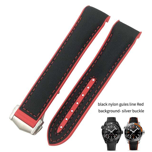 19mm 20mm 21mm 22mm Rubber Leather Watchband Fit For Omega Planet Ocean Seamaster Diver 300 Silicone Nylon Sports Watch Strap