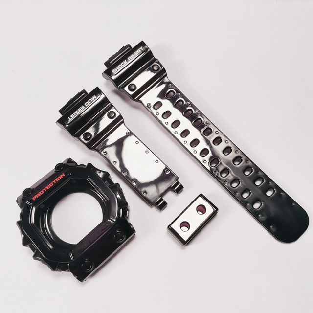 GX56 Black Silicone Watchband Rubber Watch Bezel Sports Waterproof Watch Strap GX56BB GXW-56 Watch Band Bezel With Tools