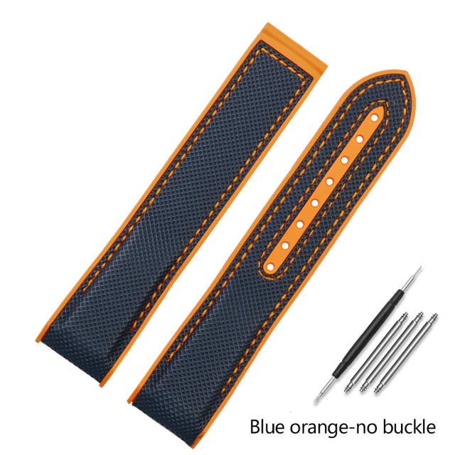 20mm 22mm Black Blue Orange Fabric Nylon Rubber Watch Band For Omega 300 Ocean Watchband Buckle Tools Silicone Strap