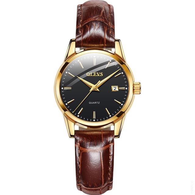 OLEVS-Women's Quartz Watches Casual Fashion Brown Leather Luminous Water Resistant Ladies Wrist Watch