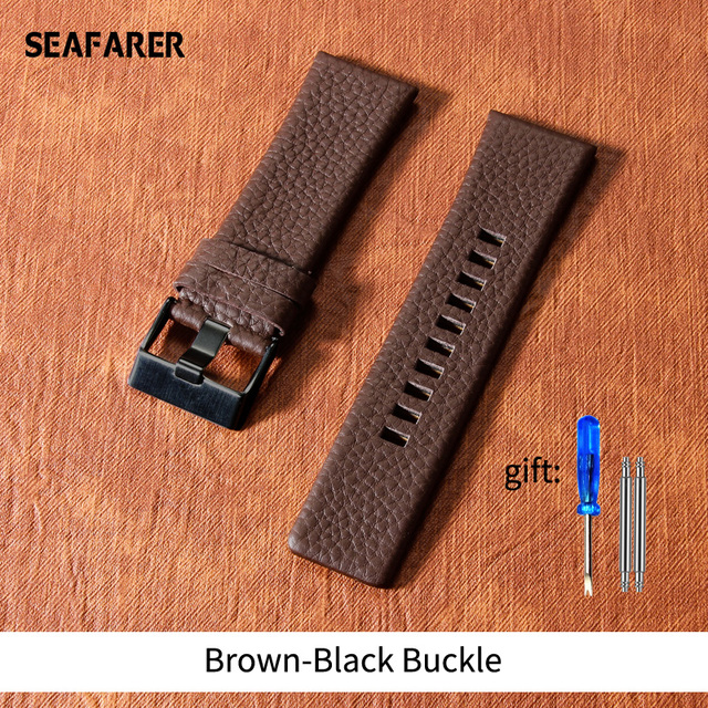 Genuine Leather Watchband Strap 22 24 26 27 28 30mm Diesel Watch Band Watches DZ4386 1657 1399 1206 4323 Black Band