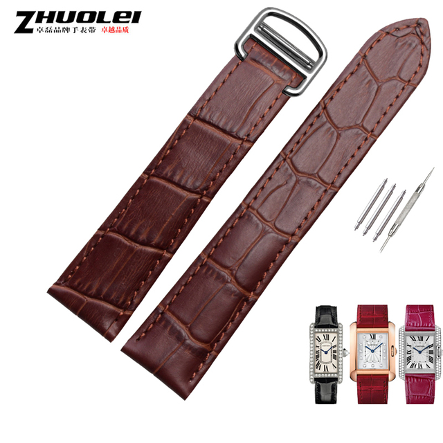 Genuine leather watch strap, high quality, black, brown, with folding tank buckle, 16 17 18 20 22 23 24 25 mm straps