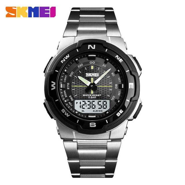 SKMEI-Men's Sport Watch, Men's Wrist Watch, 50m Water Resistant, Digital, Quartz, Dual Time, Military, Climbing & Swimming