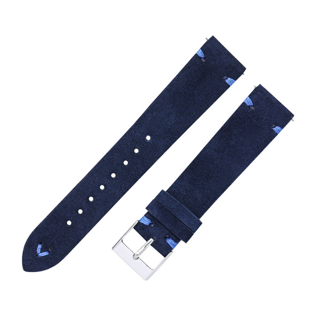 Suede Leather Watch Strap 18mm 20mm Hand-stitched Suede Watch Bands for Man Woman Beige Green Blue Quick Release Watch Bracelet