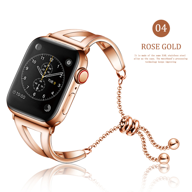Ladies Bracelet Strap for Apple Watch Bnad + Diamond Chain Chain Se 65432 Band 42mm 44mm Stainless Steel for iWatch 38mm 40mm