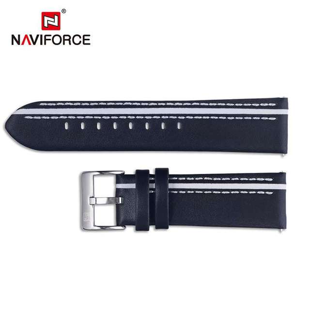 NAVIFORCE Genuine Leather Luxury Watches High Quality Men's 24mm Watch Wrist Strap Brown Black Red Blue Strap Casual Bracelet