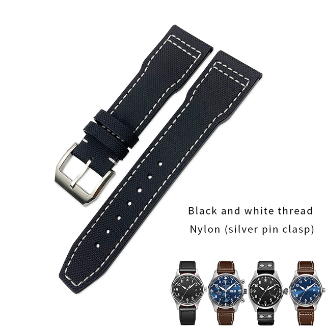 20/21/22mm High Quality Calfskin Leather Nylon Watch Strap Fit For IWC Pilot SPITFIRE MARK18 PORTOFINO Best Gun IW3777 Watchband