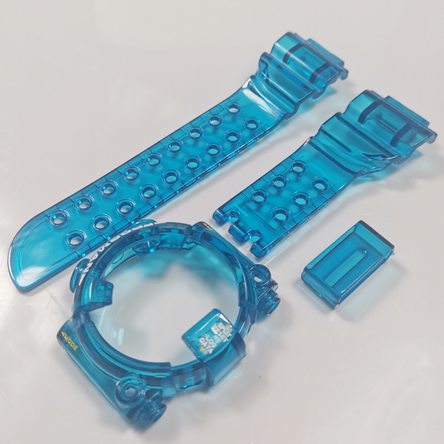 DW8200 Watchband Ice Bezel Transparent Watchband and Cover Customize Colorful Silicone Bracelet Replacement for DW8200 with Tools